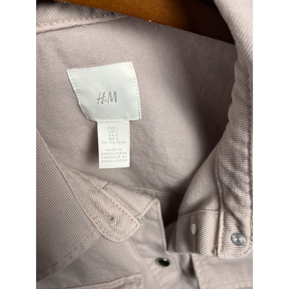 H&M Vest Women L Mauve Cotton Utility Button Front Sleeveless Jacket Gorpcore - Picture 4 of 7